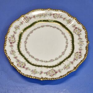 Haviland Limoges France Floral Plate Gold Trim Scalloped 8" Antique